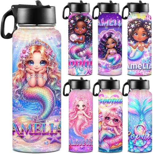 Personalized Water Bottles for School Custom Mermaid Thermos Water…