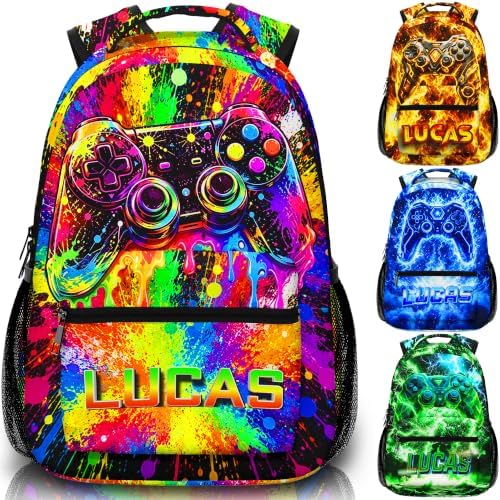 Personalized Gamer Backpack for Boys Game Lovers with Custom Name
