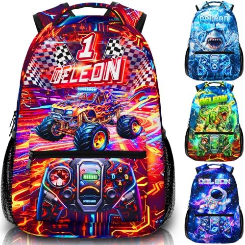 Personalized Gamer Backpack for Boys Game Lovers with Custom Name, Kids School Gaming Backpacks for Preschool Kindergarten Elementary School Bag, Back to School Bookbag Gift