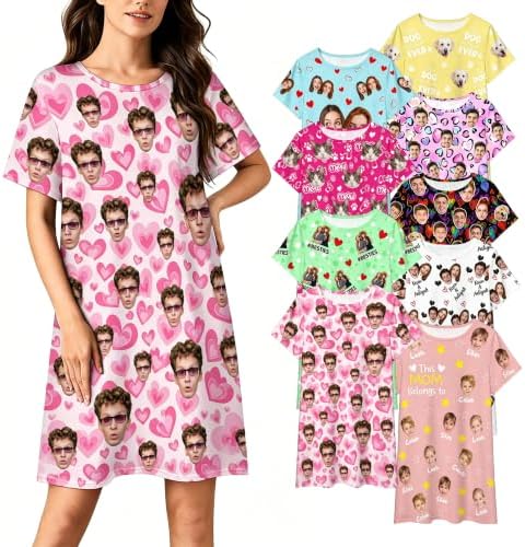 Custom Funny Moo Moos with Face Personalized Pjs Loungewear with Heart…