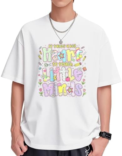 It Takes a Big Heart to Teach Little Minds Funny Teacher Print T-Shirt