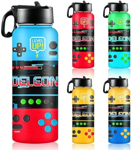 Personalized Gamer Water Bottles for Boys Game Lovers with Straw Lid…