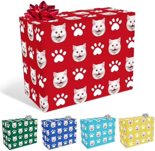 Custom Cat Christmas Wrapping Paper with Name
