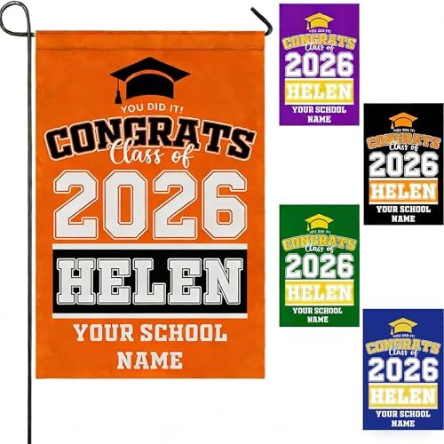 Custom 2026 Graduation Garden Flag Personalized Class of 2026 Graduation…