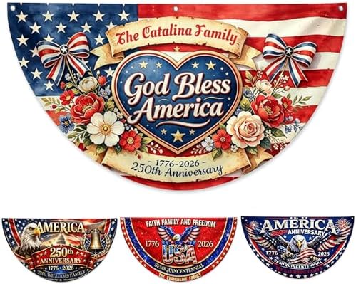 Custom American 1776-2026 250th Anniversary Bunting Flag with Family…