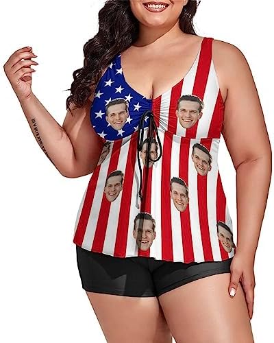 Custom Bathing Suit for Women Plus Size Two Piece Personalized Face…