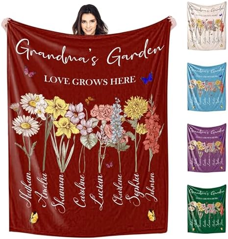 Custom Blanket with Name for Mom Wife Grandma from Daughter Son Husband