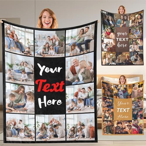 Custom Blanket with Picture Text Customized Photo Throw Blanket…