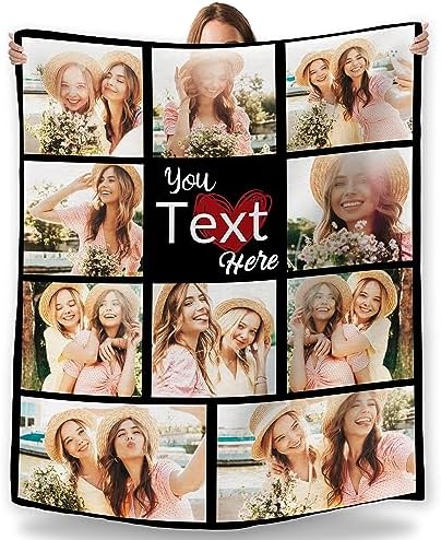 Custom Blankets with Photos Text Personalized Picture Blanket Full Size…