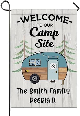 Custom Camping Garden Flag, Personalized Welcome to Our Campsite Flag