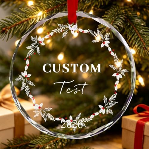 Custom Christmas Glass Hanging Ornaments with Photo Text Name
