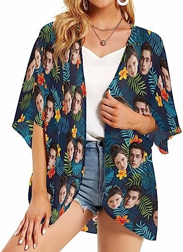 Custom Cover up with Faces Personalized American Flag Bathing Suit (Design 13)