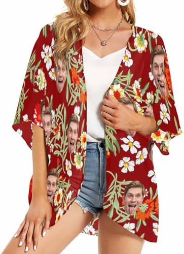 Custom Cover up with Faces Personalized Face Women's Tropical Bathing…