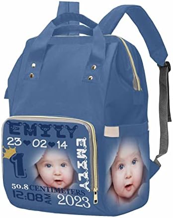 Custom Diaper Bag Backpack with Name Photo Age & Height Personalized…