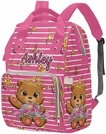 Custom Diaper Bags for Mom Personalized Baby Bag with Crown Cartoon Bear…