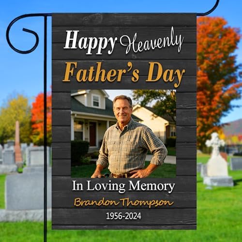 Custom Double Sided Memorial Garden Flags Personalized Photo Date Wood…