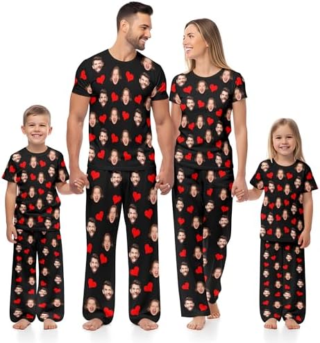 Custom Face Family Pajamas Matching Sets Personalized Short Sleeve Tops…