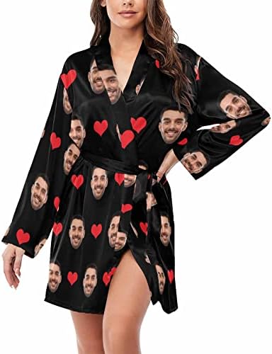 Custom Face funny Night Robe Womens Satin Robe Lightweight Kimono…