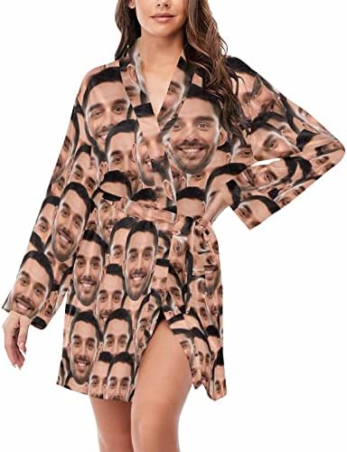 Custom Face funny Night Robe Womens Satin Robe Lightweight Bathrobe Long…