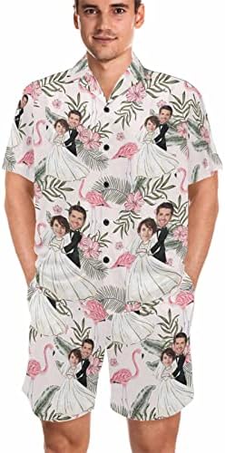 Custom Face Men V-Neck Short Pajamas Personalized Wedding Shirt PJ Sets…