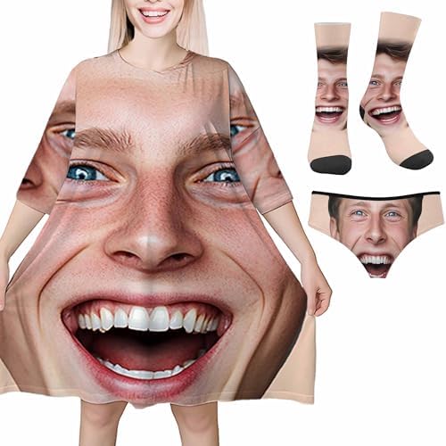 Custom Face Nightgown for Women-Personalized Plus Size Pajama Dress (Design 03)