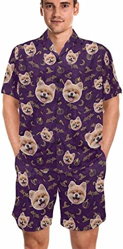 Custom Face Pajama Set Name Funny Personalized Photo Nightwear Women Men (Purple)