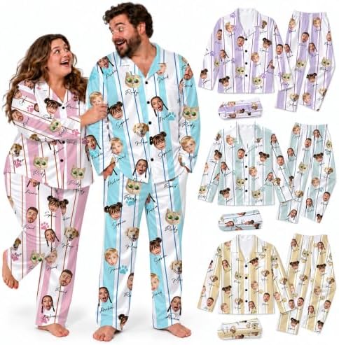 Custom Face Pajamas Set for Women Men Personalized Funny Dog and Human…