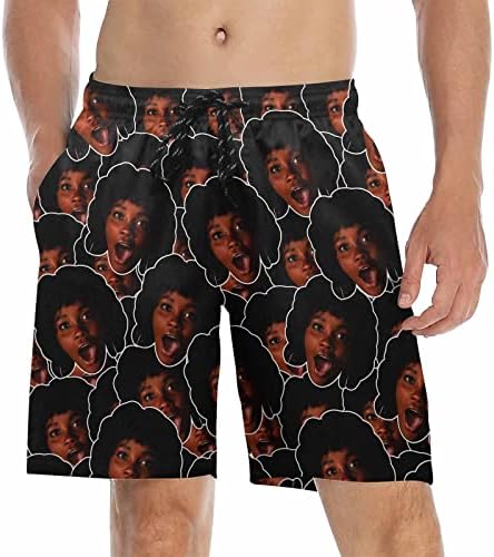 Custom Face Print Men's Swim Shorts Personalized Beach Shorts with Women…