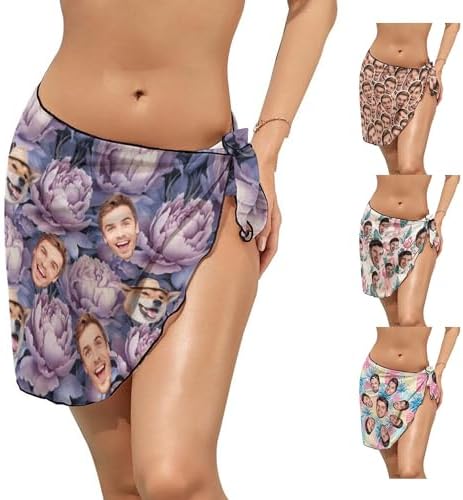 Custom Face Short Sarongs Wraps for Women Customized Women's Chiffon…