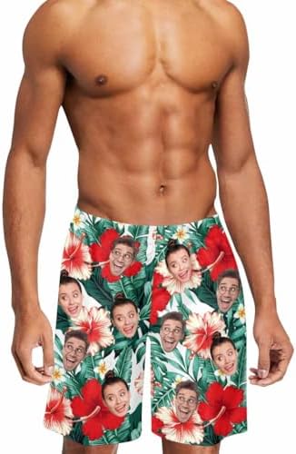 Custom Face Swim Trunks for Men Customized Beach Board Shorts Personalized Funny Men's Swim Shorts…