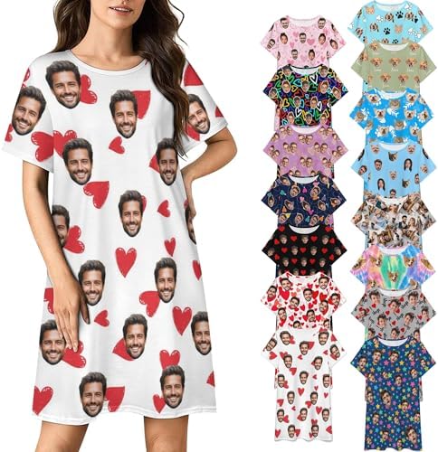 Custom Faces Nightgowns Valentine's Day, Funny Moo Moos For Women