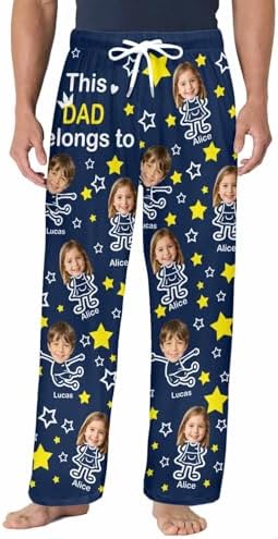 Custom Fathers Day Pajama Pants for Dad, Personalized Photo Pajamas