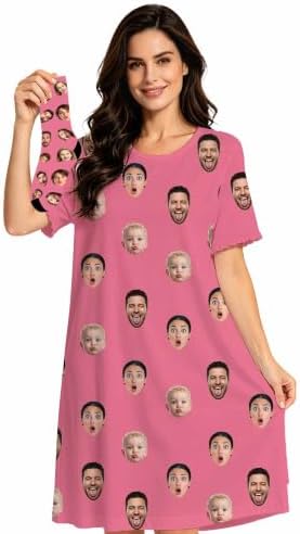 Custom Funny Nightgown for Women Personalized Face Pajamas Loungewear (Dress Design 04)