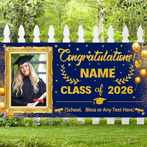 Custom Graduation Banner Class of 2026 Personalized Graduation Backdrop…