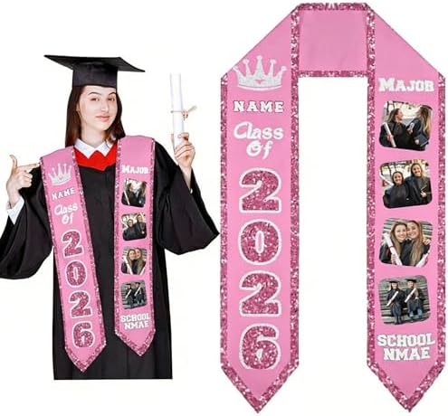 Custom Graduation Stoles Class of 2026, Personalized Graduation Stole