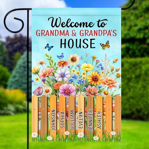 Custom Grandma's Garden Flag Personalized Nana and Papa Flag Customized (Design 05)