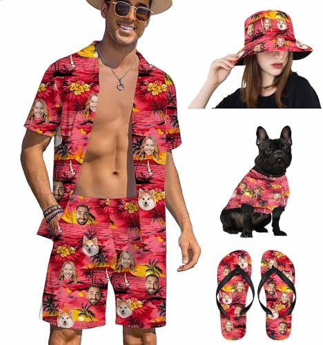 Custom Hawaiian Shirt with Face Personalized Funny Button Down Hawaiian (Design 03)