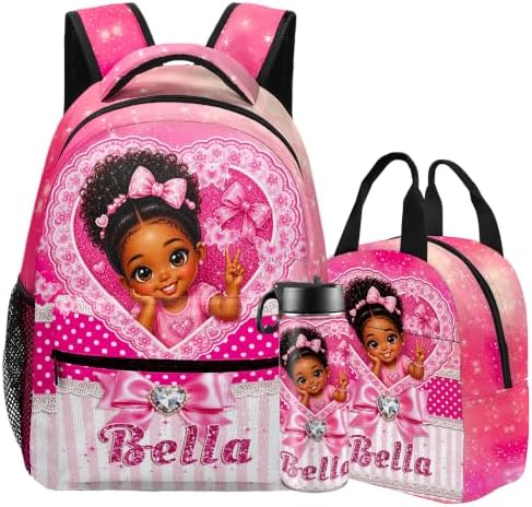 Custom Kids Backpack Set Personalized African Princess Schoolbag…
