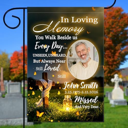 Custom Memorial Flag, Personalized In Loving Memory of Dad Father Garden…
