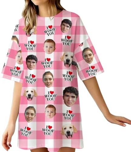 Custom Moo Moos with 1-4 Faces for Women Personalized Nightgown Gift
