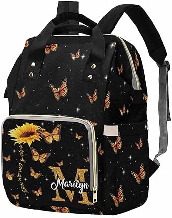 Custom Name Diaper Bag Backpack Large Baby Bag for Women Men…