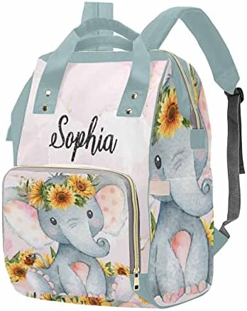 Custom Name Diaper Bag with Sunflower & Animal