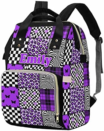 Custom Name Mommy Backpack for Mom Wife Personalized Purple Splicing…