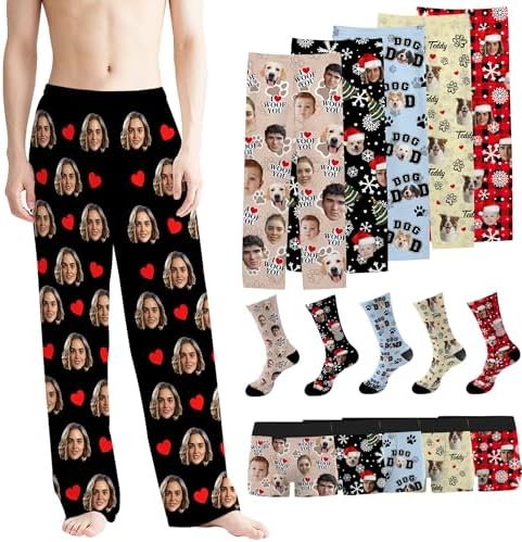 Custom Pajama Pants Personalized Valentines Pajamas Da-y Gifts for Him…