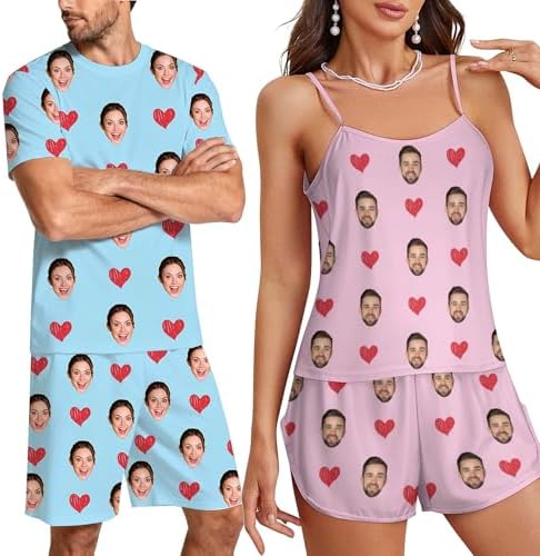 Custom Pajamas Sets for Men Women Personalized Funny Pajamas with Photo (Cami Design 06)