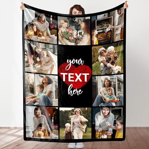 Custom Photo Blanket Personalized Collage 10 Picture Blanket for Him Her…