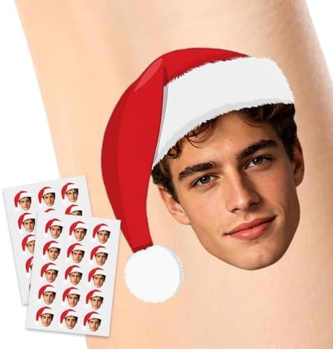 Custom Photo Santa Hat Temporary Tattoos Christmas Party Favors 15Pcs