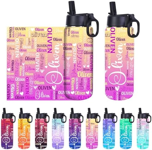 Custom Princess Water Bottles for Girls Personalized Stainless Steel (Letter A)