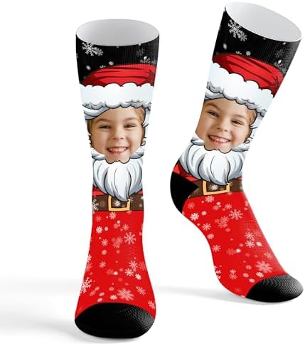 Custom Socks with Face, Personalized Christmas Funny Socks with Heart (Christmas 2)