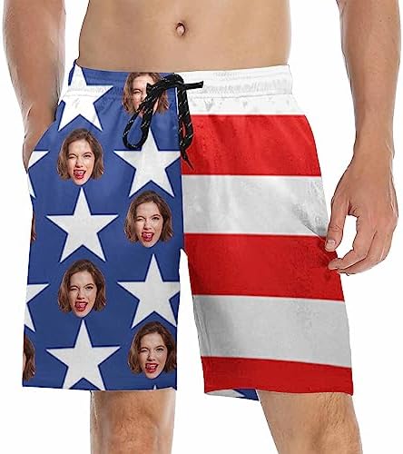 Custom Swim Trunks, Personalized Face Photo Mens Beach Shorts Customized…